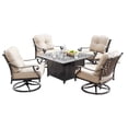 thumbnail image 1 of Aluminum 42-in Square Patio Fire Table Set with Swivel Rocking Chairs, 1 of 12