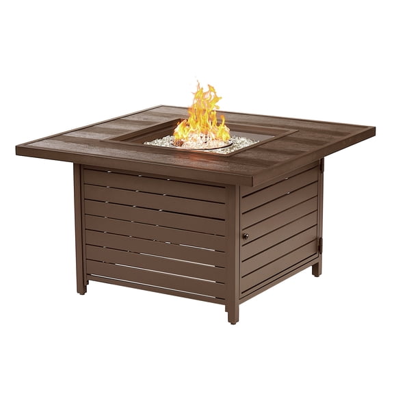 Aluminum 42-in Square Propane Fire Table with Beads, Covers and Lid