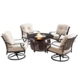 thumbnail image 1 of Aluminum 44-in Round Patio Fire Table Set with Swivel Rocking Chairs, 1 of 12
