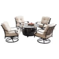thumbnail image 1 of Aluminum 44-in Round Patio Fire Table Set with Swivel Rocking Chairs, 1 of 12