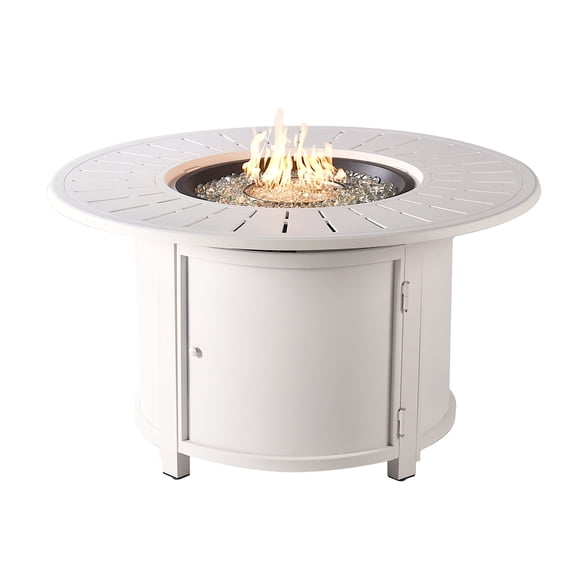Aluminum 44-in Round Propane Fire Table with Beads, Covers and Lid
