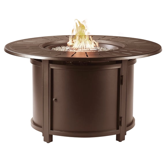 Aluminum 44-in Round Propane Fire Table with Beads, Covers and Lid