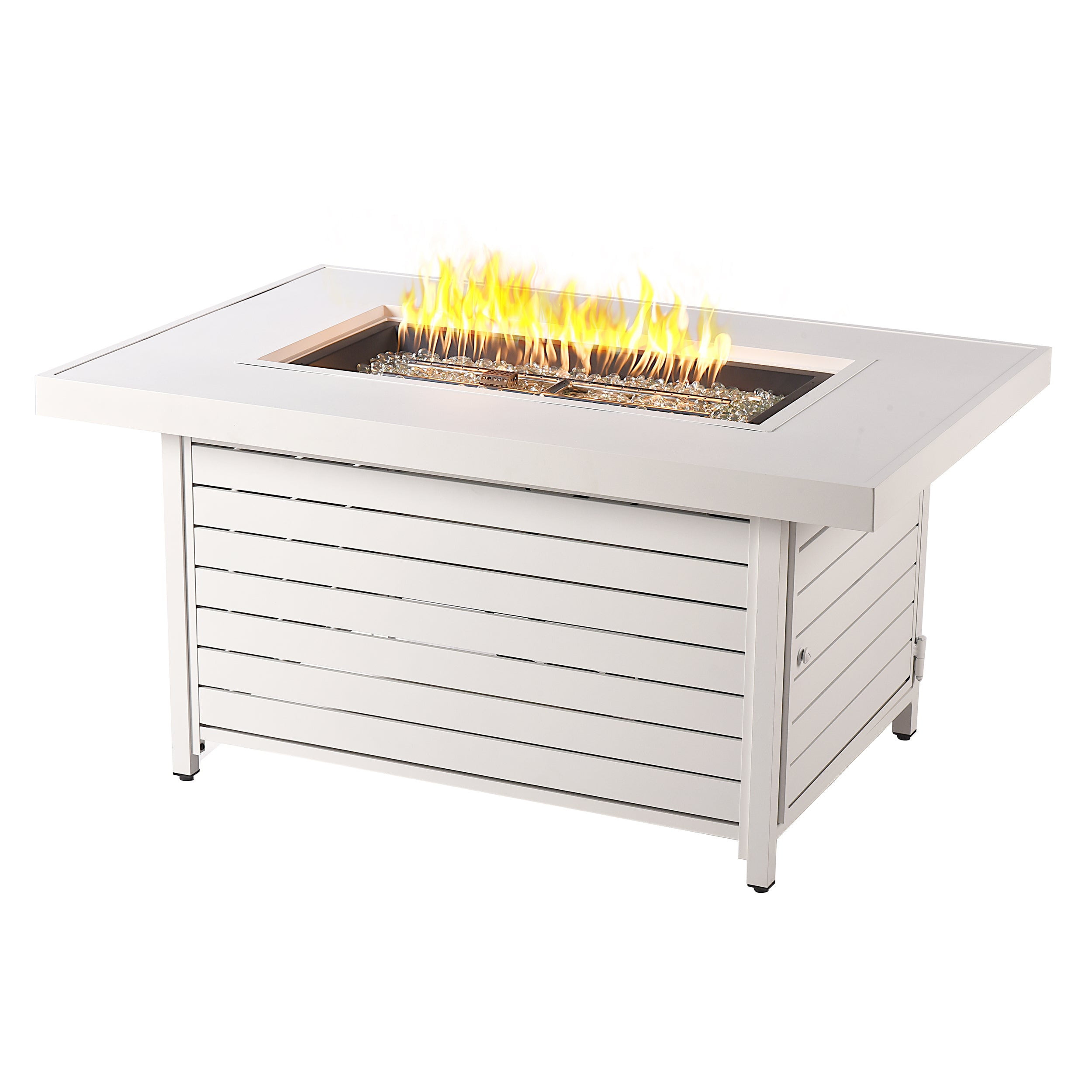 Aluminum 48in Rectangular Propane Fire Table, Beads, Covers and Lid