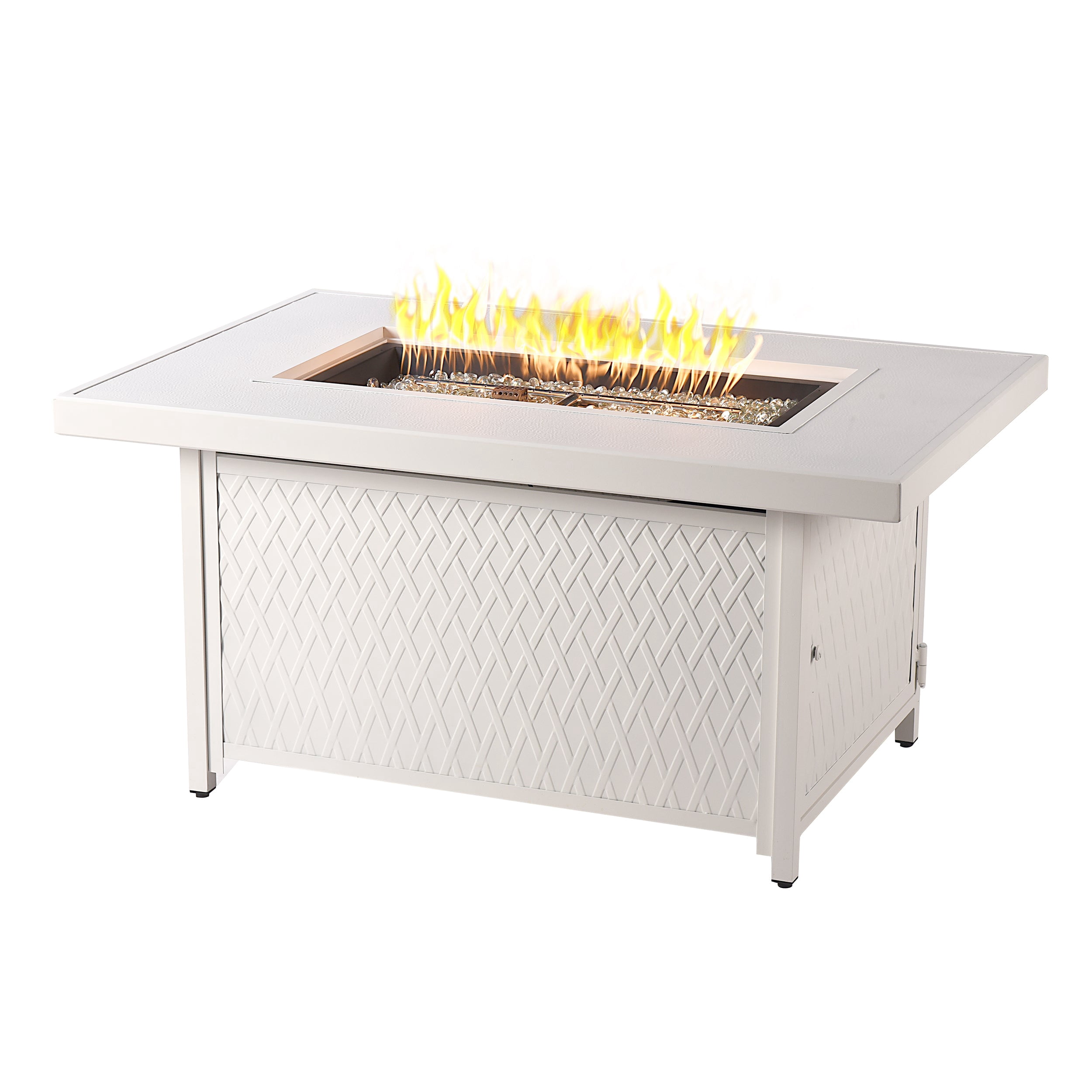 Aluminum 48-in Rectangular Propane Fire Table, Beads, Covers and Lid ...