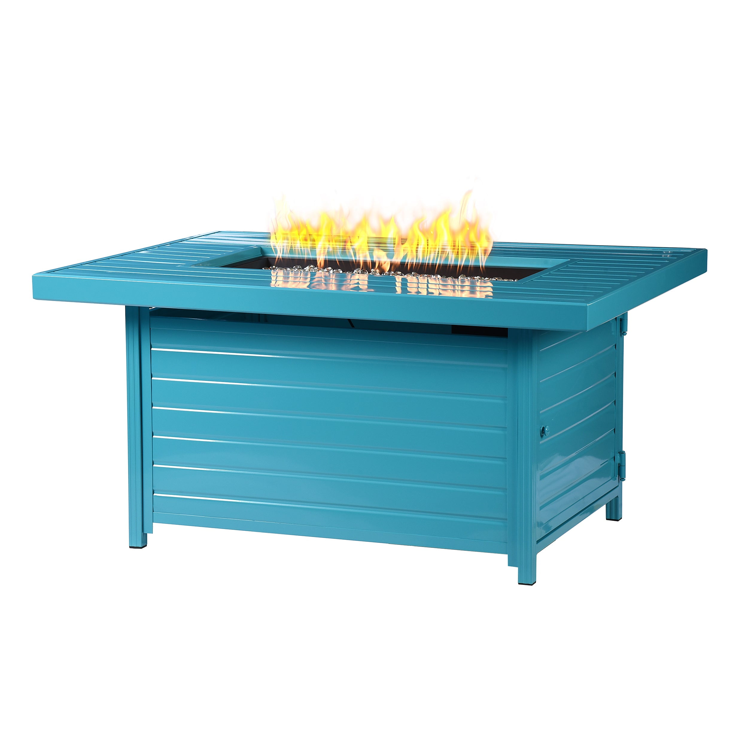 Aluminum 48in Rectangular Propane Fire Table, Beads, Covers and Lid