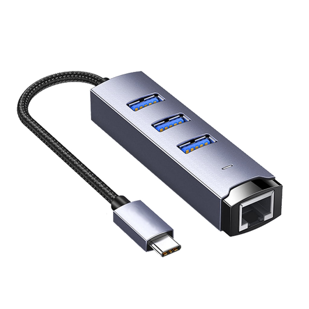 Aluminum 4Port USB Hub Low Temperature Operation USB/Type C to Ethernet Adapter
