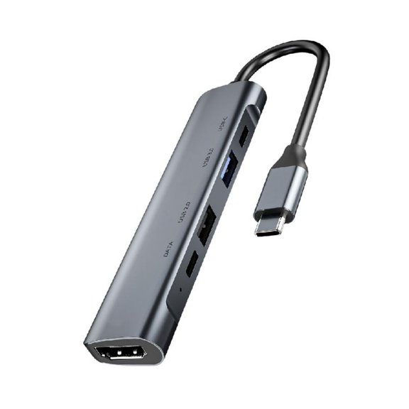 Aluminum 5 Port USB C Hubs USB3.0 Fast Speed Data Transfer HDTV Output Universals Laptop Accessory