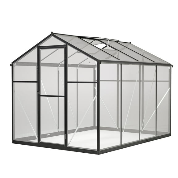 Aluminum 6x8 FT Walk-In Greenhouse with Polycarbonate Panels, Quick Setup Structure, and Roof Vent for Outdoor Garden