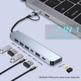 thumbnail image 1 of Aluminum 7 in 1 USB C Hub with USB 3.0, USB 2.0 Ports, Multiport USB Adapter with 5 USB Ports for MacBook Pro/iPad Pro/Surface Pro/HP Laptop/Galaxy Phones, 1 of 8