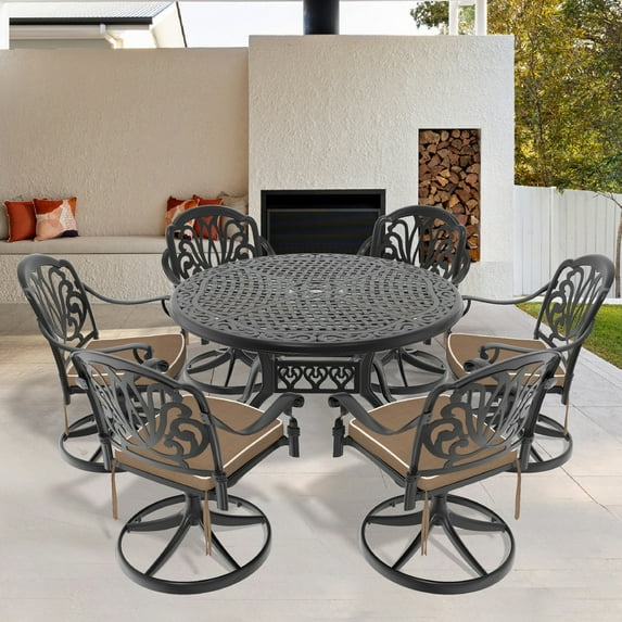 Aluminum 7-Piece Ensemble - 360-Degree Rotation - Outdoor Entertainment ...