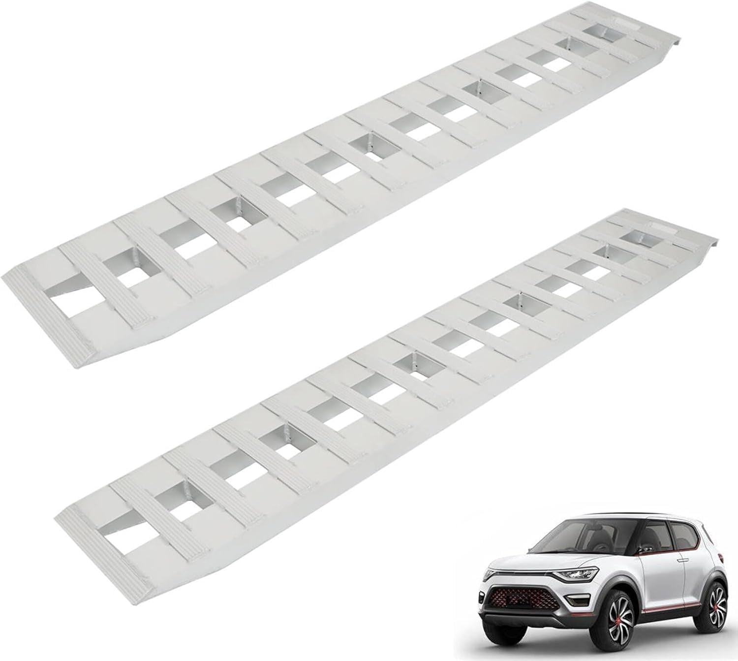 Aluminum 84 x 14 Ramps 6000Lbs Hook End 1 Pair Ramps Replacement for Car Pickup Trailer Truck ATV Dirt Bike Lawn Mower Quad