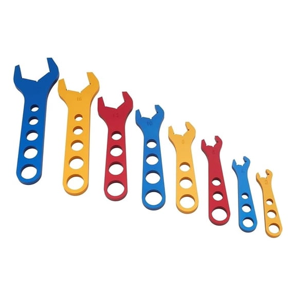 Aluminum AN Fitting Wrench Set with Roll Case, 8-Piece User Friendly Feel with Fitting Size Stamped for Easy Identification, 11 x 6 x 4