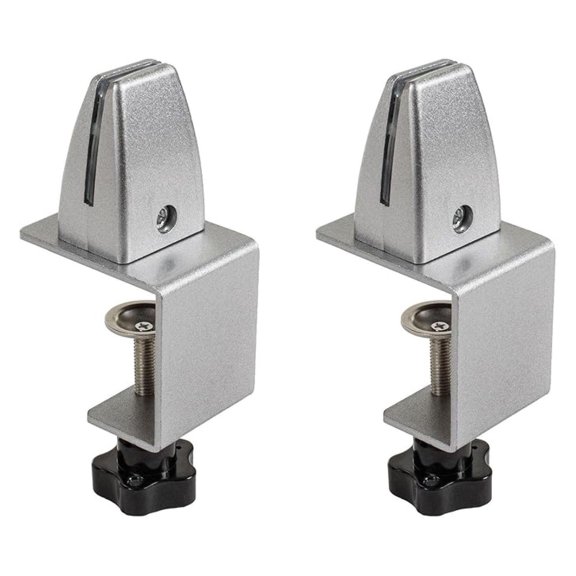 Aluminum Adjustable Mount Desk Partition Clamp for 1/8" to 1" Thick Acrylic Panels and Desk Partitions (Pack of 2)
