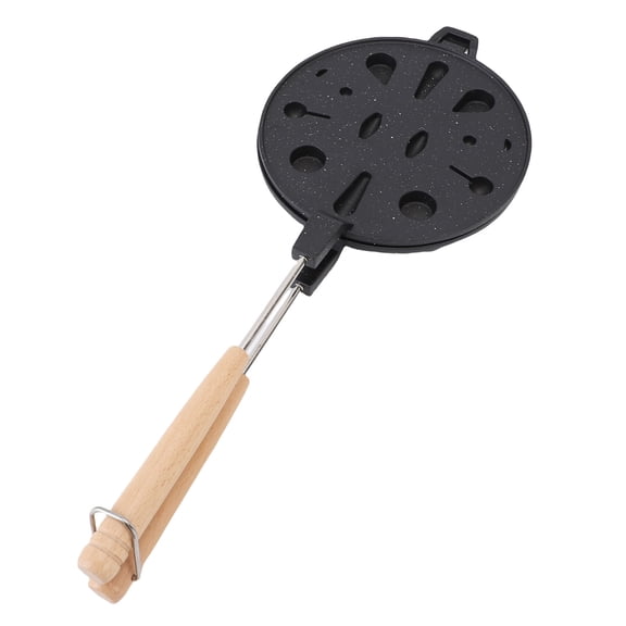 Aluminum Alloy 12 Holes Walnut Cookie Mold Maker Flower Shape Oreshki Nonstick Cake Baking Pan with Comfort Wood Handle for Kitchen Gas Stove Baking