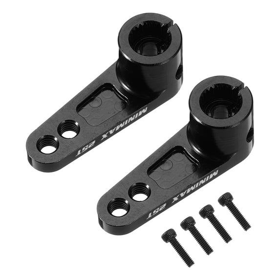 Aluminum Alloy 25T Steering Servo Arm Horn Black for 1/8 1/10 RC Car/Boat/Airplane Boat Accessories 2 Pcs