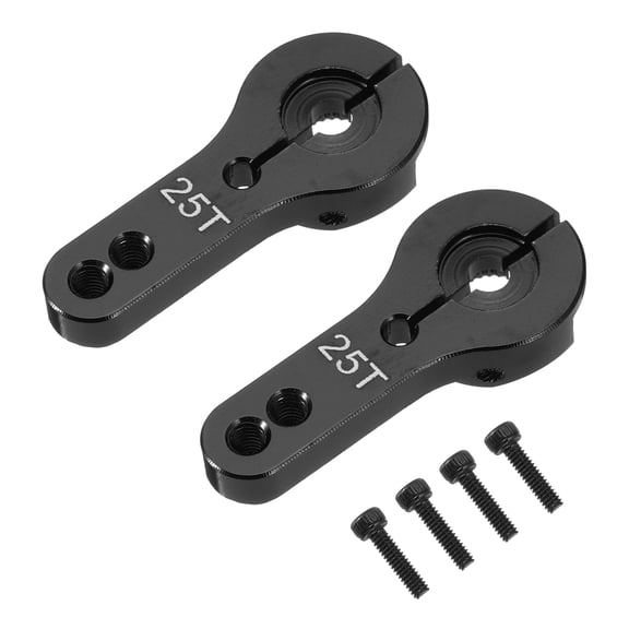 Aluminum Alloy 25T Steering Servo Arm Horn Black for RC Car/Boat/Airplane Boat Accessories 2 Pcs
