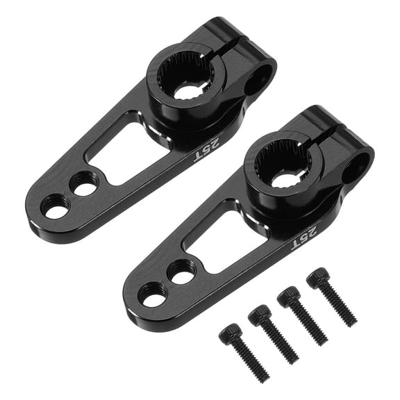 Aluminum Alloy 25T Steering Servo Single Sided Black Arm Horn for RC Car/Boat/Airplane Boat Accessories 2 Pcs