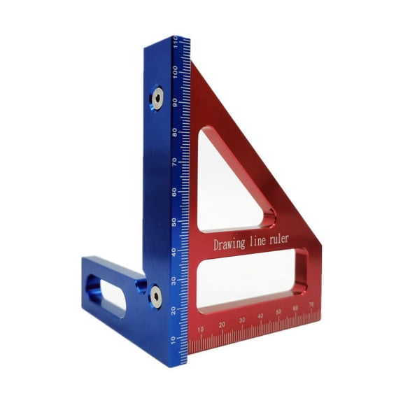 Aluminum Alloy 45/90 Degree Woodworking Square Protractor Miter Triangle Drawing Line Ruler Layout Height Gauge