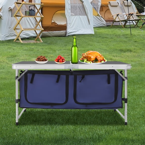 Aluminum Alloy 47.2418.527.56 Inch Folding Camping Table Multi-Gear Adjustable Portable Outdoor Table
