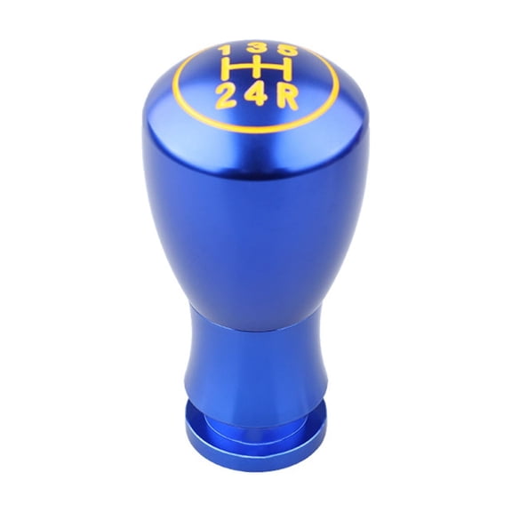 Aluminum Alloy 5 Speed Gear Shift Knob with Integrated Shift Pattern for Standard Manual Transmission Vehicles (Blue)