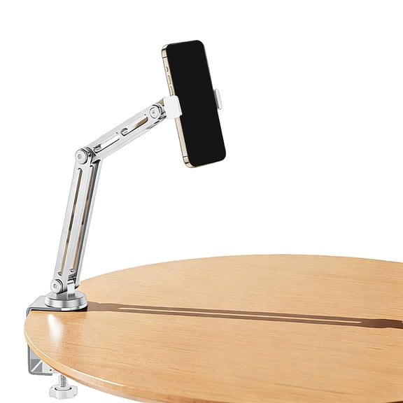 Aluminum Alloy Adjustable Foldable Tablets Stand with Clamp Base 4 Axises Control and 360 Rotations for Tablets and Phones