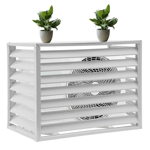 Aluminum Alloy Air Conditioner Fence Screen for Outdoor with Top Storage Shelf 43*24*32" White