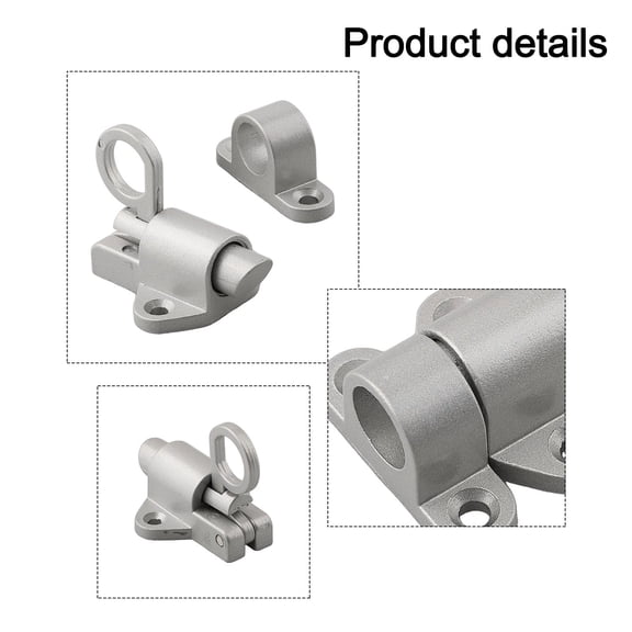 Aluminum Alloy Automatic Spring Latch For Doors And Casements, Solid Aluminum Door Latch With Pull Ring 58 X 44 Mm For Home And Room Doors Gray