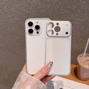 Aluminum Alloy Back + Metal Frame Case for iPhone 13 Pro Max, Change to iPhone 17 Pro Max Style, Sleek Ultra Thin Protective Shockproof Anti-Scratch Lightweight Premium Metallic Back Cover, Silver