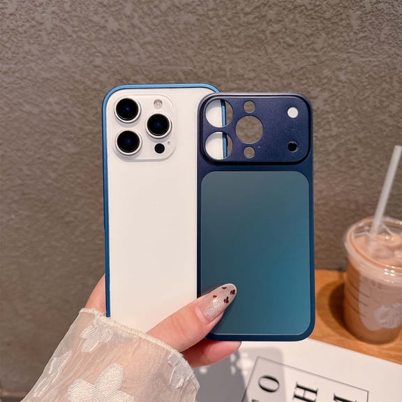 Aluminum Alloy Back + Metal Frame Case for iPhone 16 Pro Max, Change to iPhone 17 Pro Max Style, Sleek Ultra Thin Protective Shockproof Anti-Scratch Lightweight Premium Metallic Back Cover, Blue