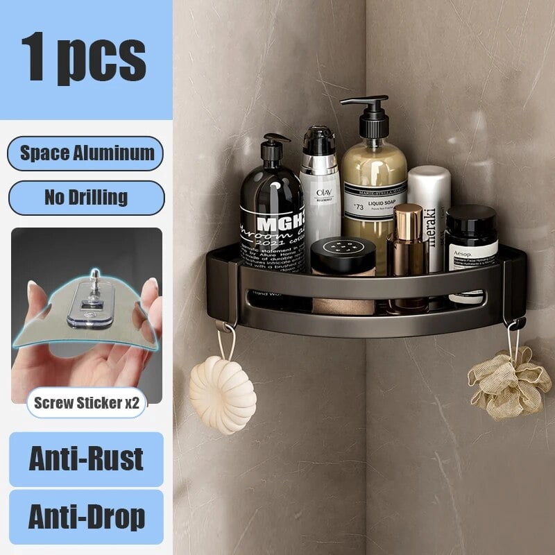 Aluminum Alloy Bathroom Shelf Without Drilling Bathroom Accessories ...