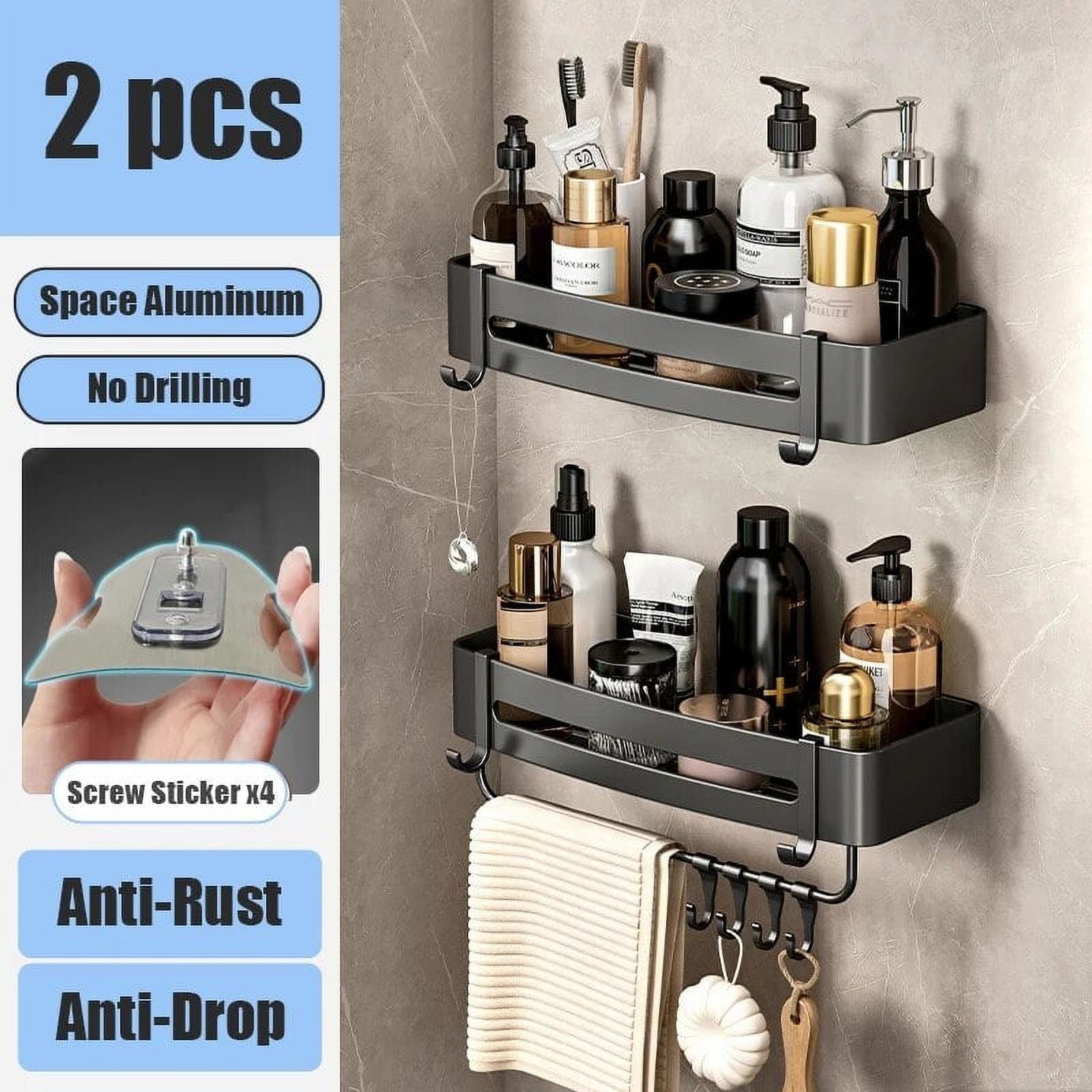 Aluminum Alloy Bathroom Shelf Without Drilling Bathroom Accessories