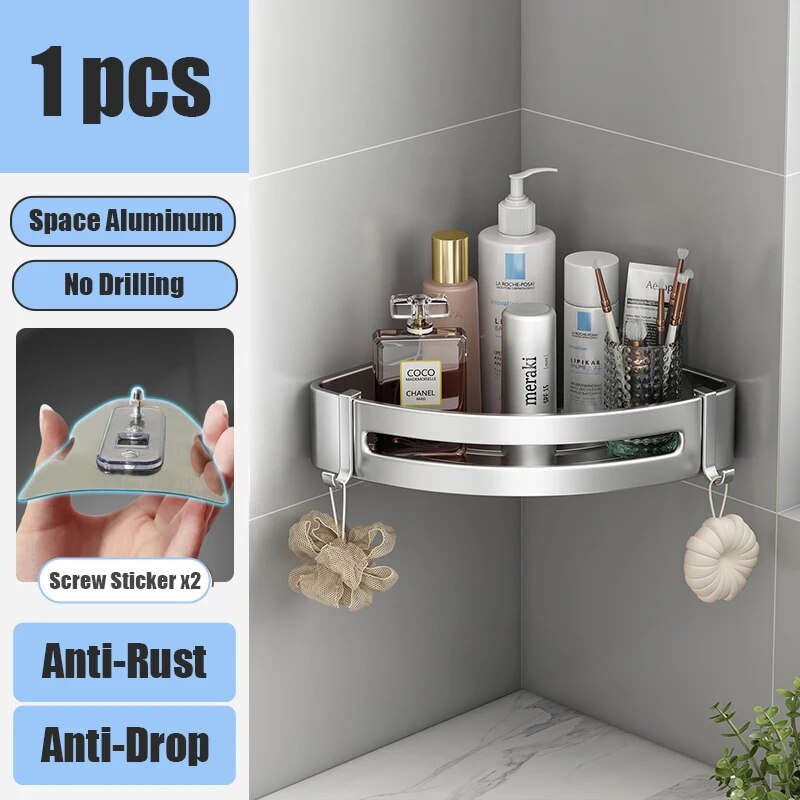 Aluminum Alloy Bathroom Shelf Without Drilling Bathroom Accessories
