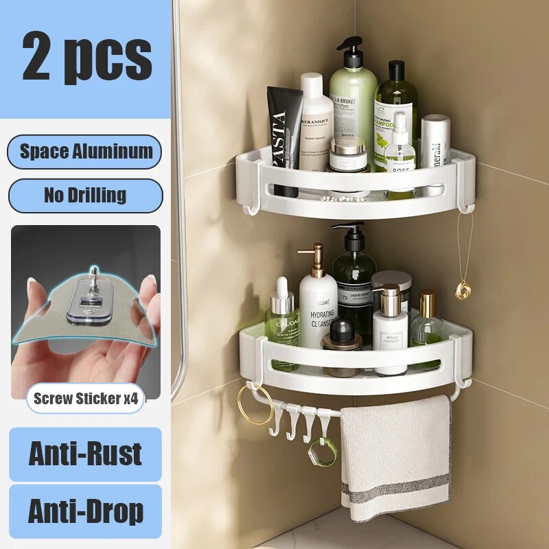 Aluminum Alloy Bathroom Shelf Without Drilling Bathroom Accessories