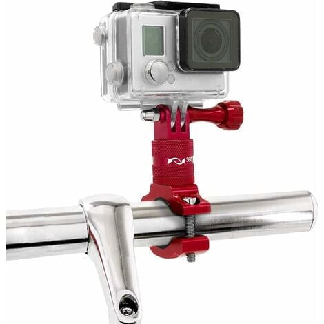 Aluminum Alloy Bike Mount Bicycle Clamp Mount Motorcycle Handlebar Holder, 360 Degree Rotation Metal Bike Mount for Gopro Hero 8/7/6/5/4/3 / Xiaoyi