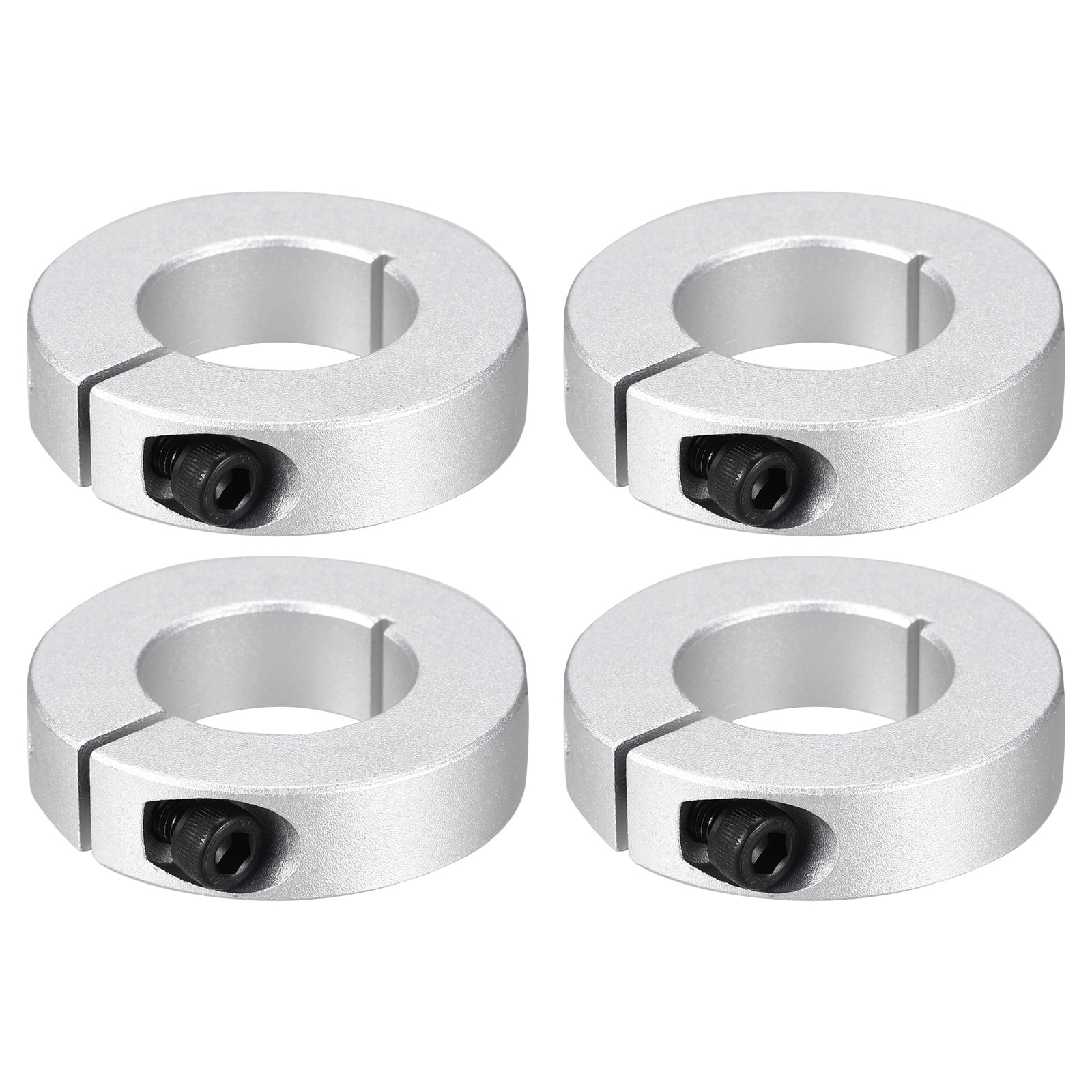 Aluminum Alloy Bore 32mm Single Split Shaft Collar 60mm OD 15mm Thickness with Set Screw, Silver 4 Pack
