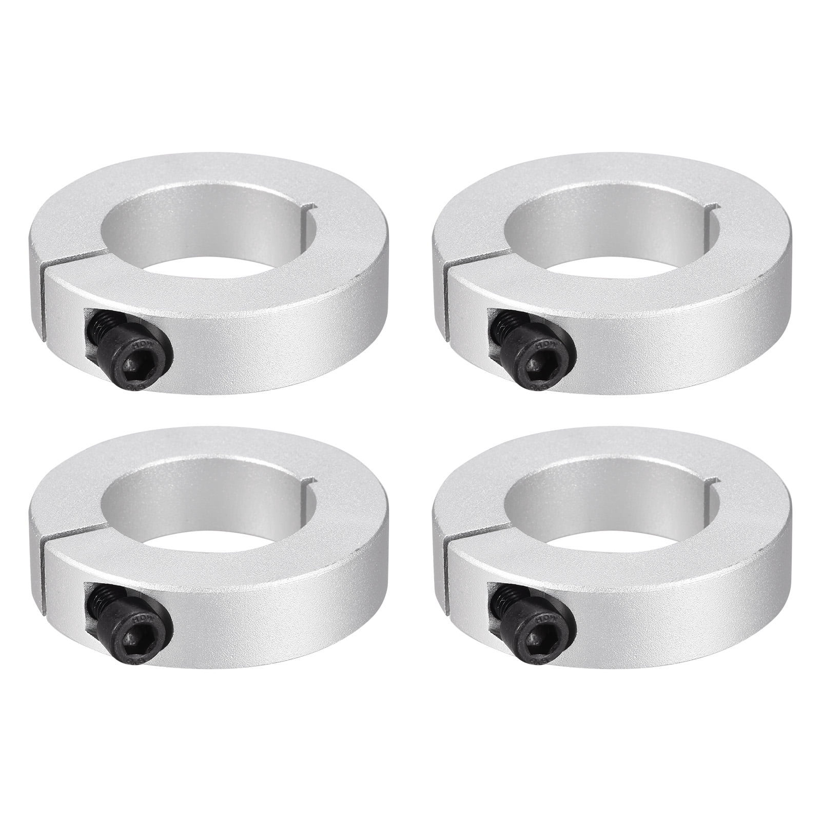 Aluminum Alloy Bore 35mm Single Split Shaft Collar 60mm OD 15mm Thickness with Set Screw, Silver 4 Pack