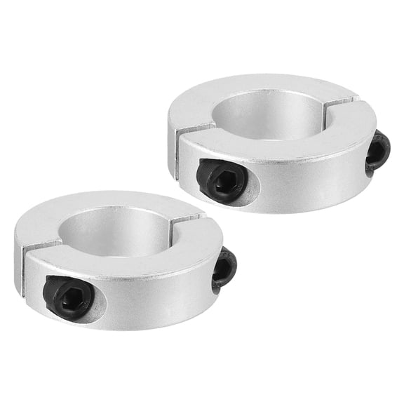 Aluminum Alloy Bore 45mm Double Split Shaft Collar 80mm OD 22mm Thickness with Set Screw, Silver 2 Pack