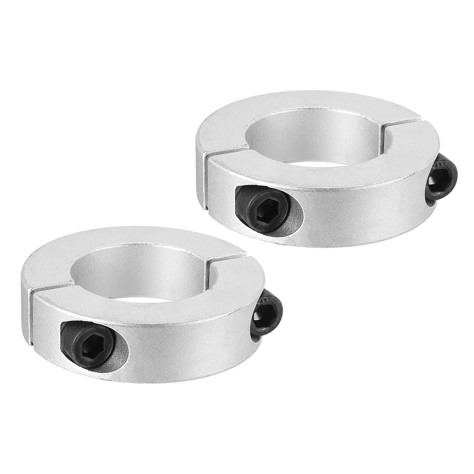 Aluminum Alloy Bore 50mm Double Split Shaft Collar 85mm OD 22mm Thickness with Set Screw, Silver 2 Pack