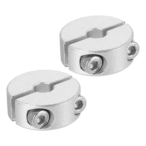 Aluminum Alloy Bore 5mm Double Split Shaft Collar 20mm OD 8mm Thickness with Set Screw, Silver 2 Pack