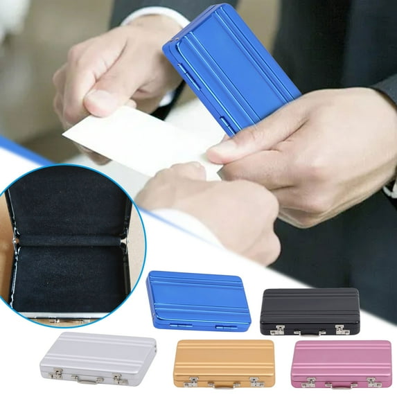 Aluminum Alloy Business Card Holder Sleek Suitcase Style Name Card Case, Portable Card Bag Organizer for Professional Use