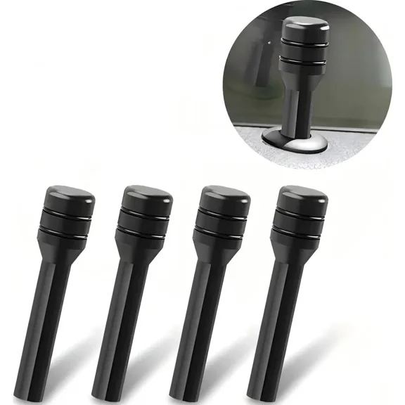 Aluminum Alloy Car Inner Door Lock Pull Pins, 1.9-Inch Universal Interior Trim Knobs Replacement for Automobiles, Trucks, and Vans, Black, 4-Pack