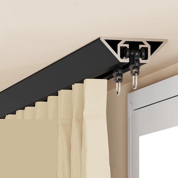 Aluminum Alloy Ceiling Mount Curtain Track, 5.9 Ft, Black, Easy Install for Room Divider or Window
