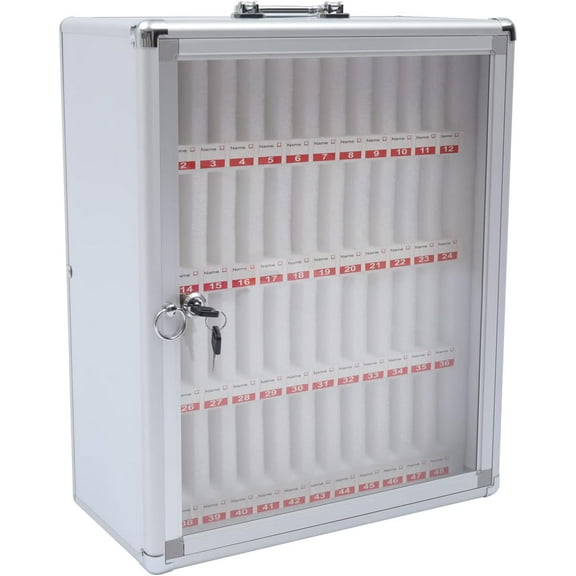 Aluminum Alloy Cell Lock Box - Cell Phone Storage Cabinet with Safety Lock - Wall Cellphone Locker for Classroom - 48 Slots Style 2