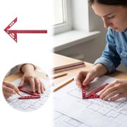 Aluminum Alloy Center Positioning Ruler 45/90 Degree & Right Angle & Centerline Positioning Red Measuring Multi-Function Arrow Ruler for Woodworking Construction Drafting Layout Measuring
