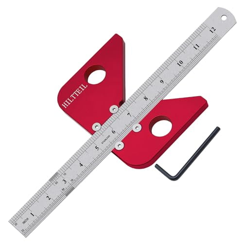 Aluminum Alloy Circle Center Finder, Center Scribe 45/90 Degree Right Angle Line Square Center Finder Measuring Tool, Woodworking Center Finder Ruler with Detachable Ruler, Red$$Tools