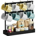 thumbnail image 1 of Aluminum Alloy Coffee Mug Holder with Movable Hooks, 16 Capacity Coffee Cup Holder for Countertop, 2 Tier Mug Tree Holder Rack with Storage Base for Coffee Pod, Sugar Bags, Paper Cups, 1 of 6
