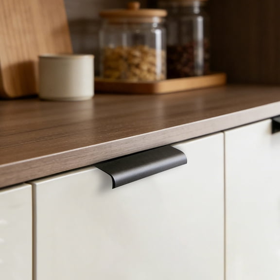 Aluminum Alloy Concealed Drawer Pull Handle, Modern Hidden Profile Ergonomic Handle For Cabinets & Wardrobes (Black-As Shown)#5525