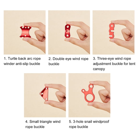 Aluminum Alloy Cord Lock for Tent Adjustment Buckle Anti Slip Tightening Hanging Red 30pcs/box Aluminum