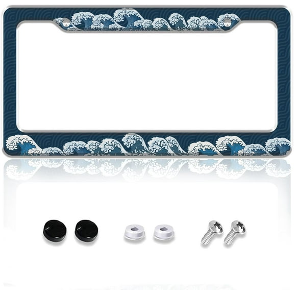 Aluminum Alloy Decoration Frame for Licence Plate with Screw & Nut Rectangle Billow 160x310x5mm