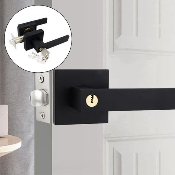 Aluminum Alloy Door Handle Square Door Lock Set With Key Door Knob For 35-45mm Internal Wooden Doors Furniture Hardware Fittings